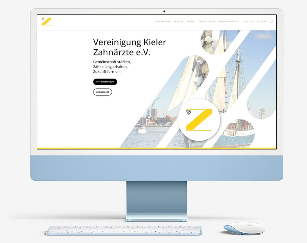 Bildschirmansicht der Website eines Zahnärztevereins