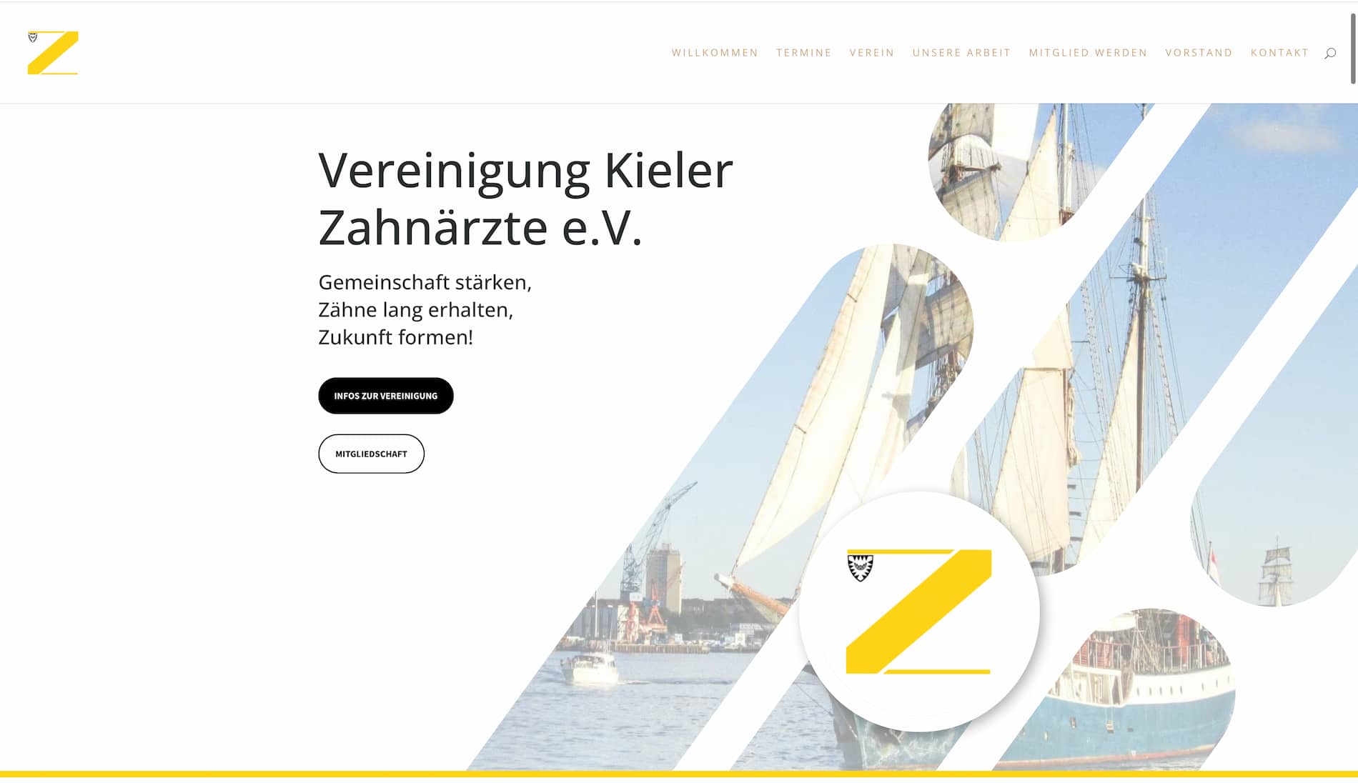 Einstiegsseite eines regionalen Zahnärztevereins